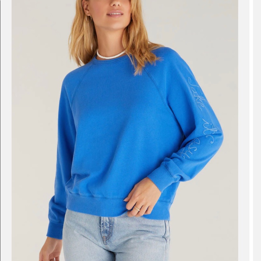 Z Supply “Take it easy”Small blue pullover